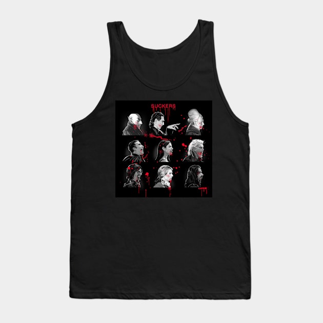 Suckers BW and Red Tank Top by spacelord